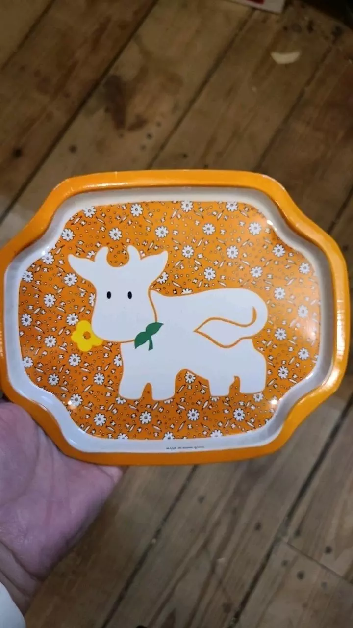 plant/Cow Metal Tray 7.5x6.25-0