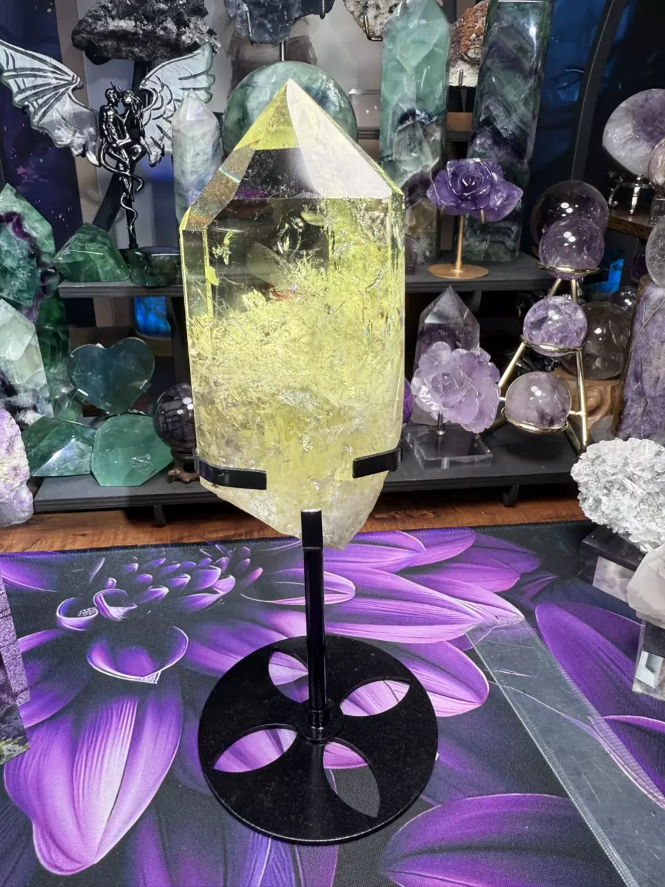 plant/Citrine point quartz w/custom holder-1