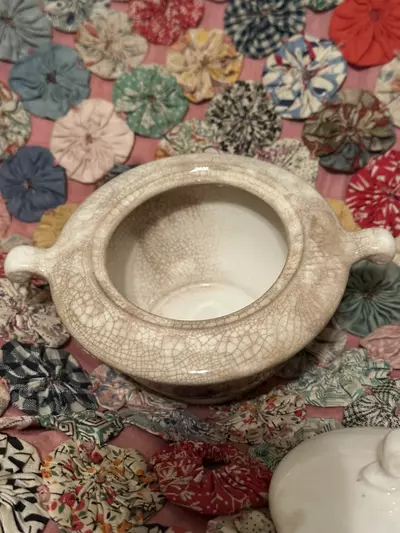 plant/Knowles Heavily Crazed Lidded Sugar Bowl-3-thumbnail