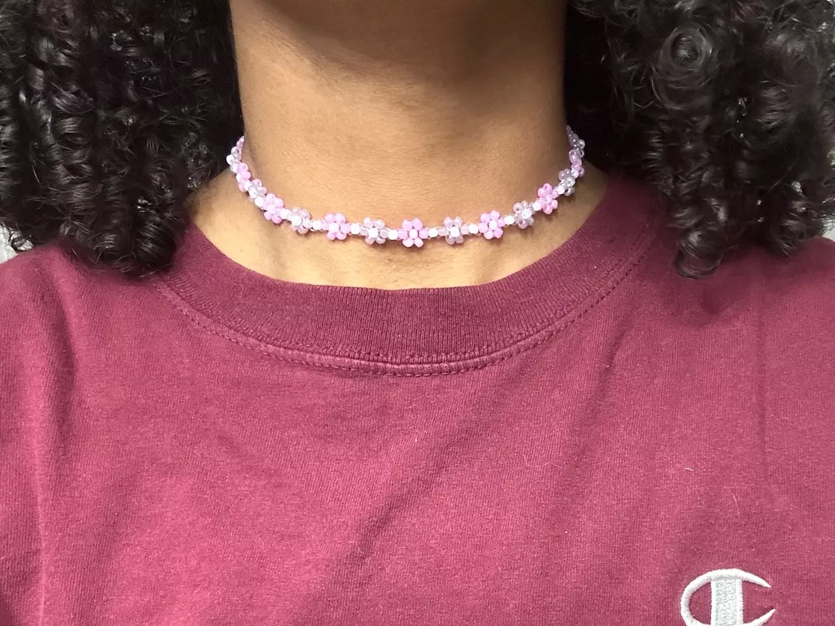 plant/Beaded Flower Choker-0