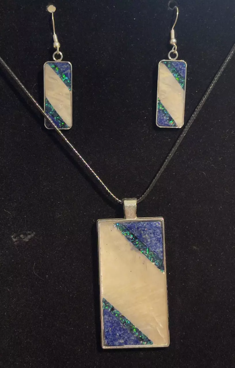 plant/Lapis Pendant & Earrings Set-0