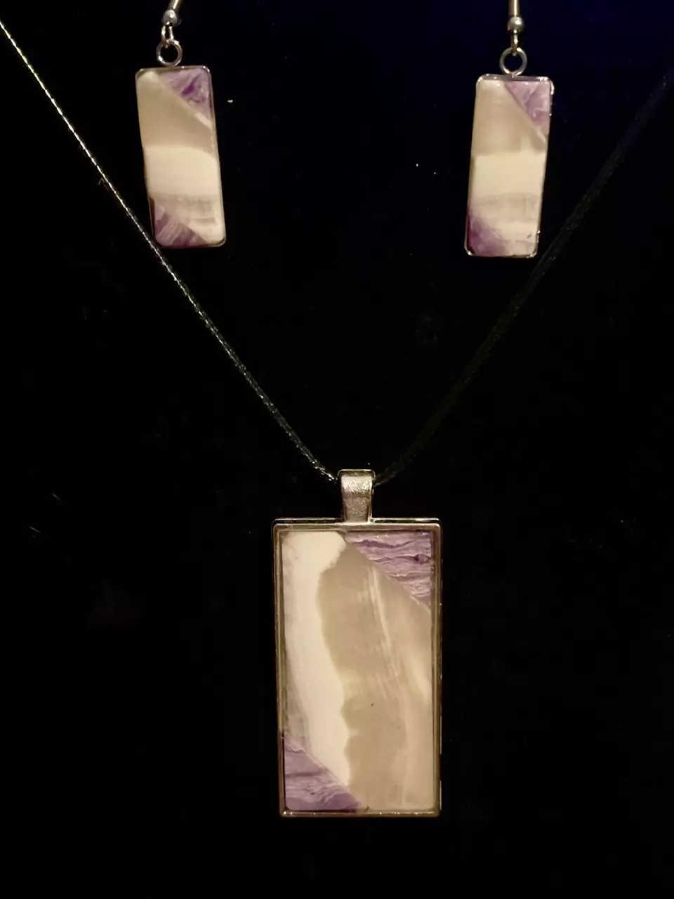 plant/Charolite & Calcite Pendant & Earring Set-0