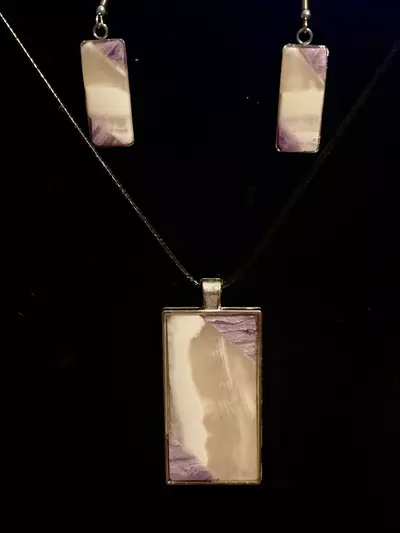 plant/Charolite & Calcite Pendant & Earring Set-0-thumbnail