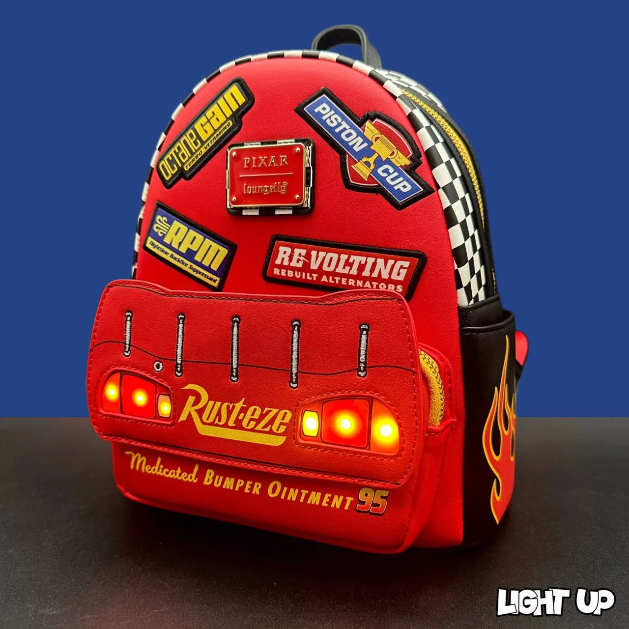 plant/Lightning McQueen Rust-Eze Light up Disney Pixar Cars Loungefly Mini Backpack-0