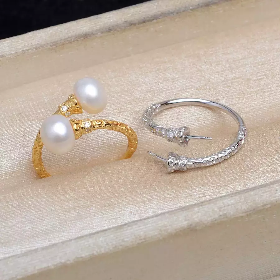 plant/S925 double pearls accessories no pearl including-0