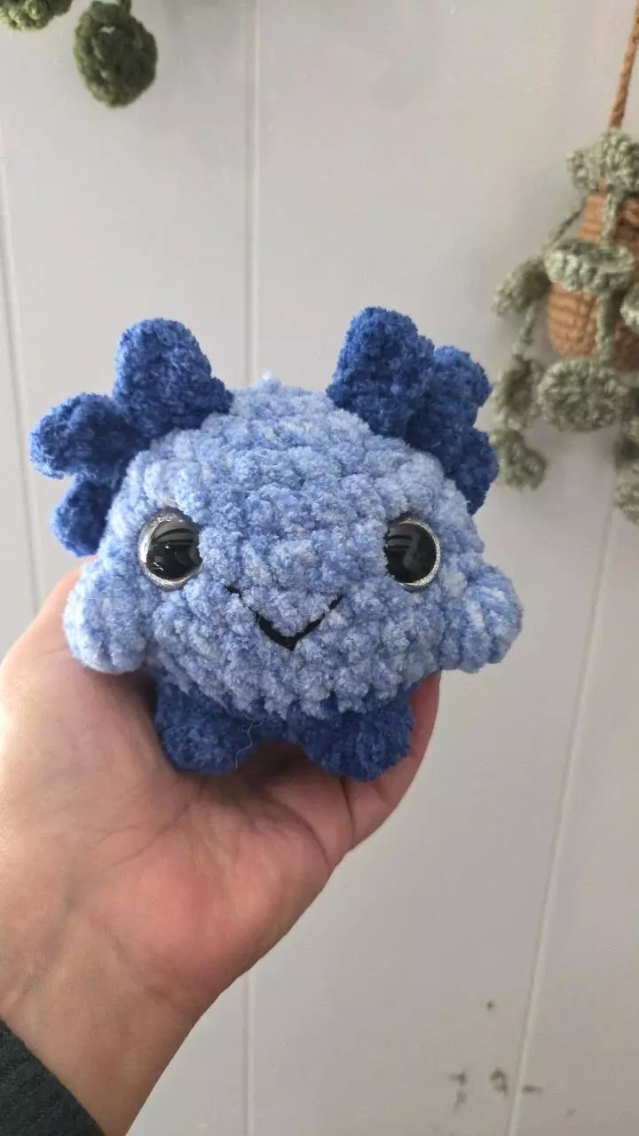 plant/Axolotl Blue handmade plushie crochet-0