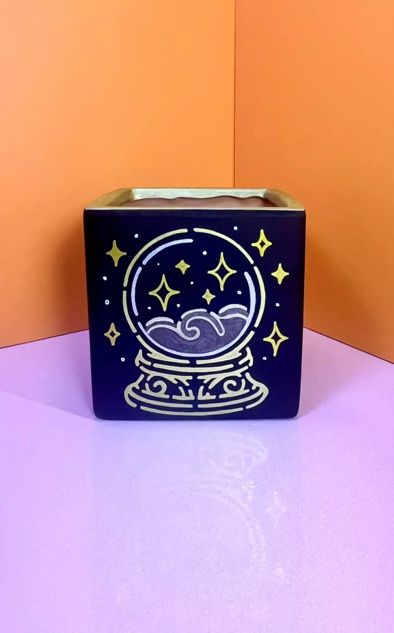 plant/Hand Painted Square Pot 4 in. | Black #STAR40-0