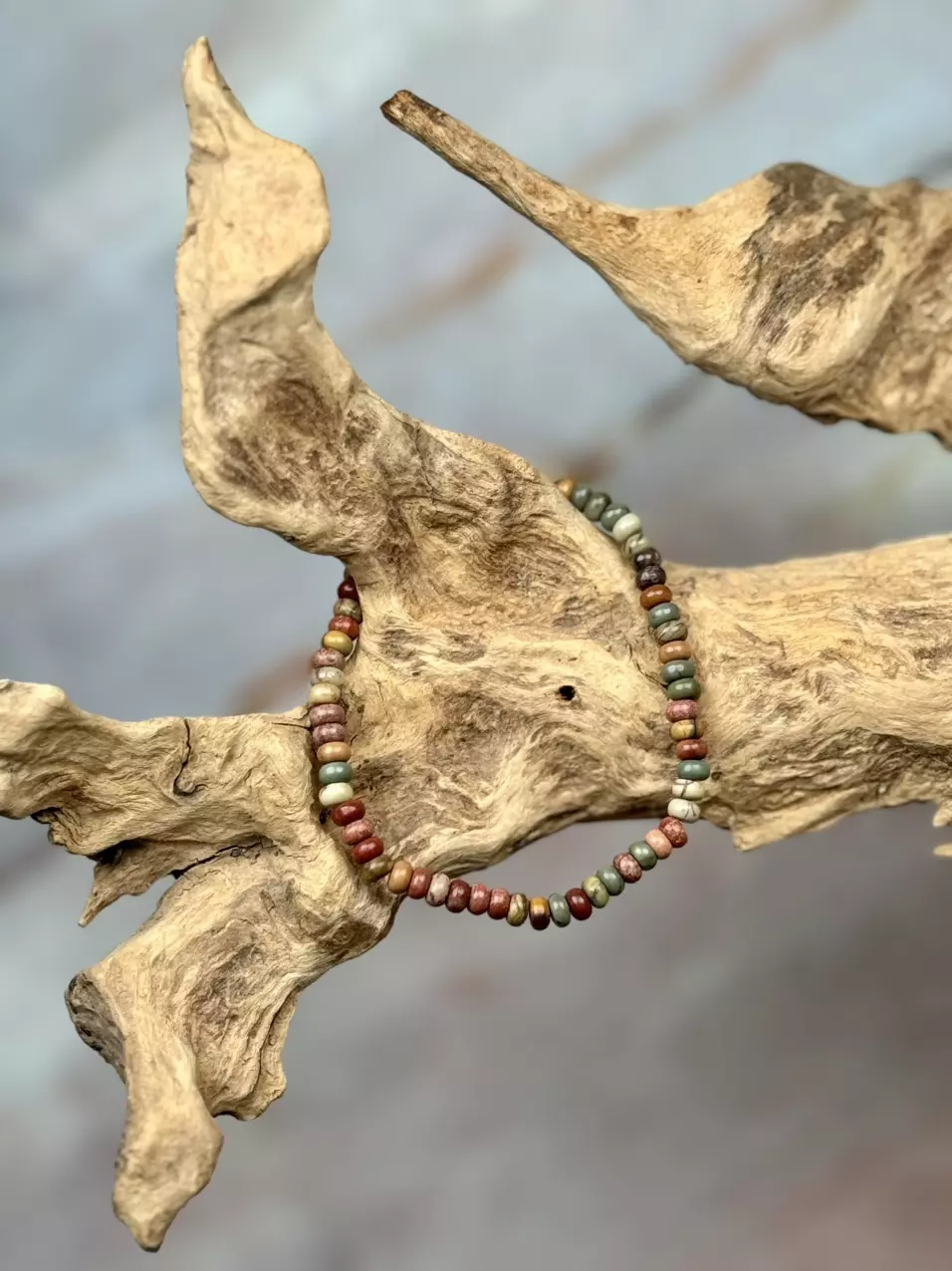 plant/red creek jasper rondelle 4mm (handmade)-0