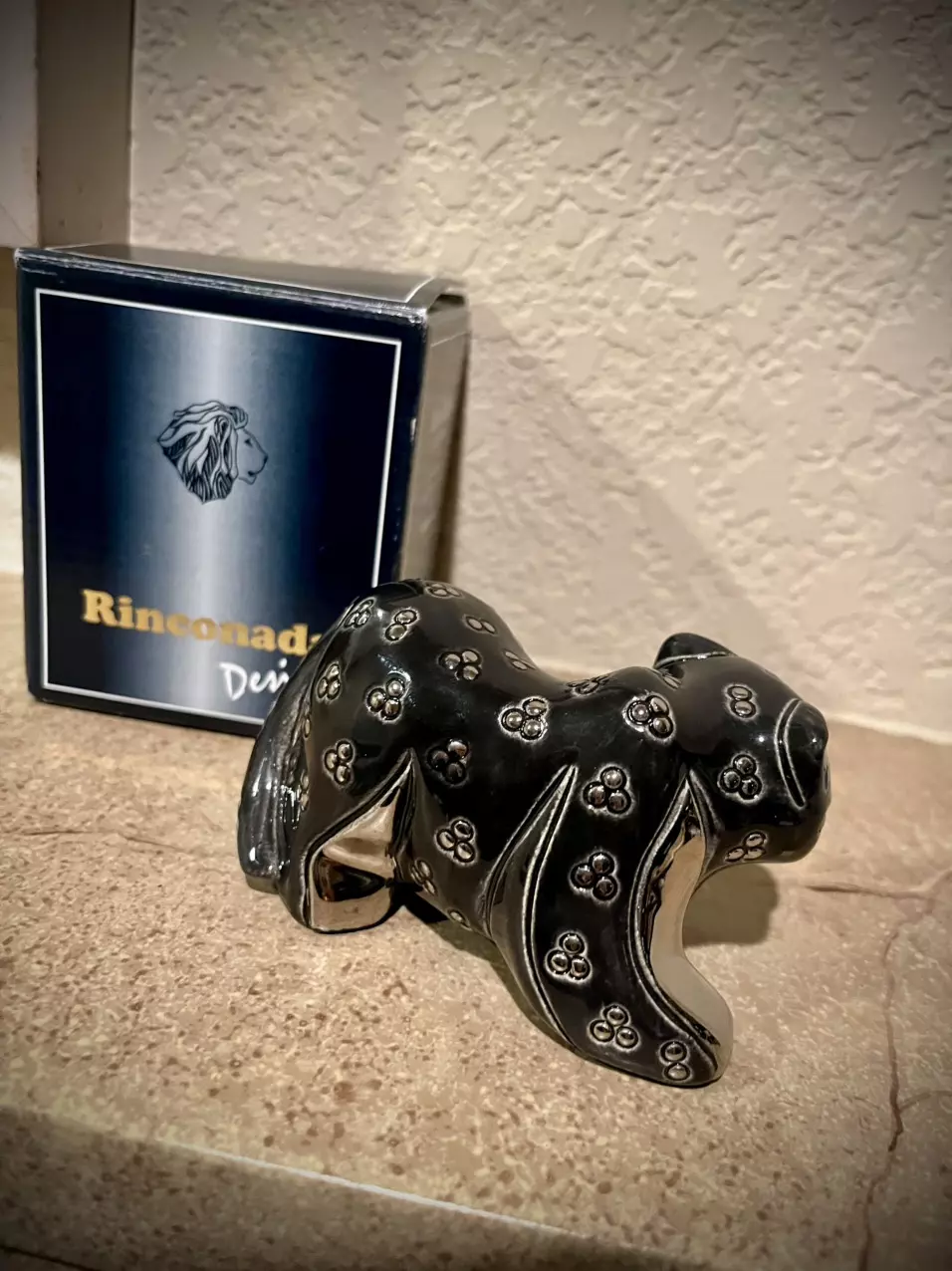 plant/NEW w Box Black cat Panther Riconada gem Gold Eyes, Silver Accents-1