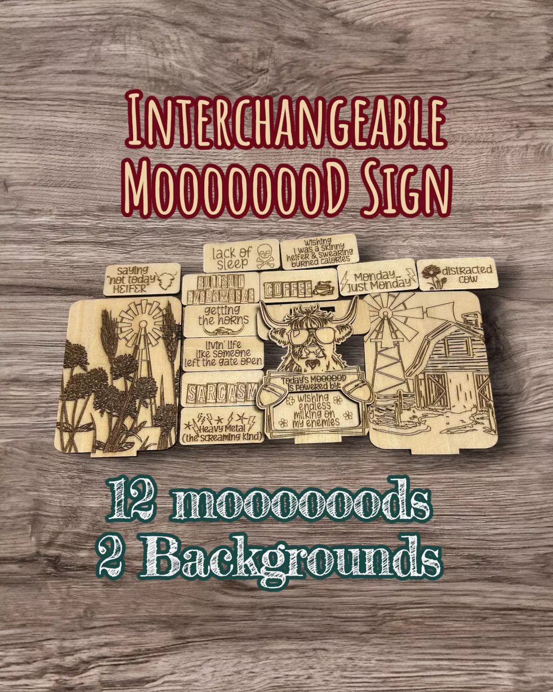 plant/Interchangeable MooooooooD Sign - GREAT Gift!-0
