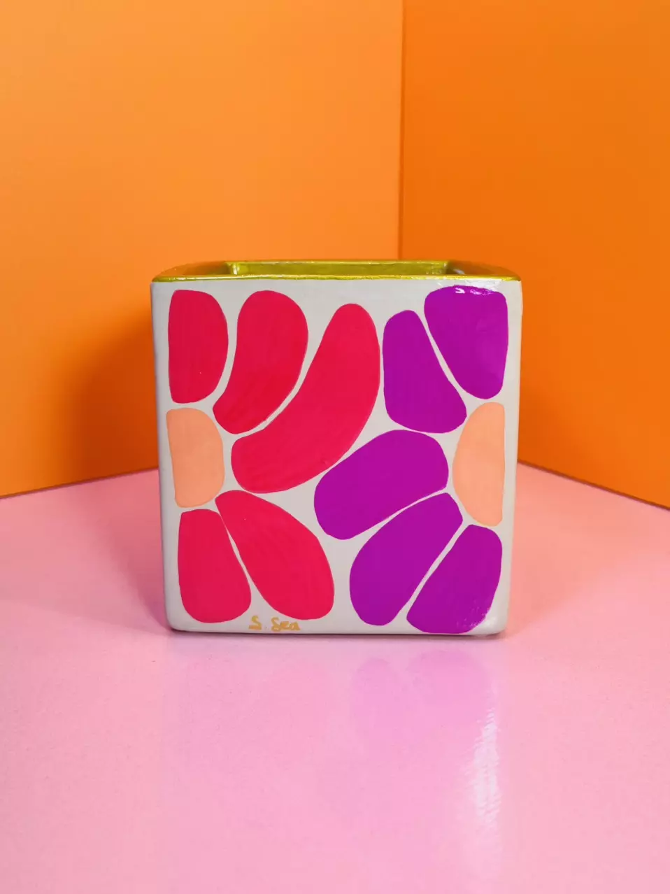 Hand Painted Square Pot 4 in. | Smokey Beige #TRIP16