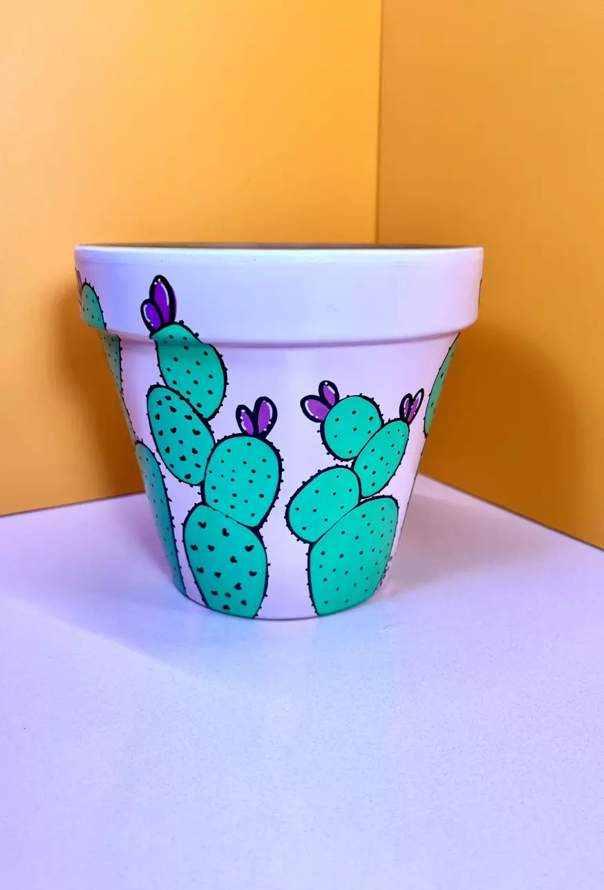 plant/Hand Painted Pot + Saucer 5.25 in. | Sweet Pea Pink #BOCA28-0