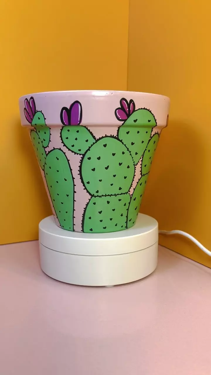 plant/Hand Painted Pot + Saucer 5.25 in. | Sweet Pea Pink #BOCA28-1