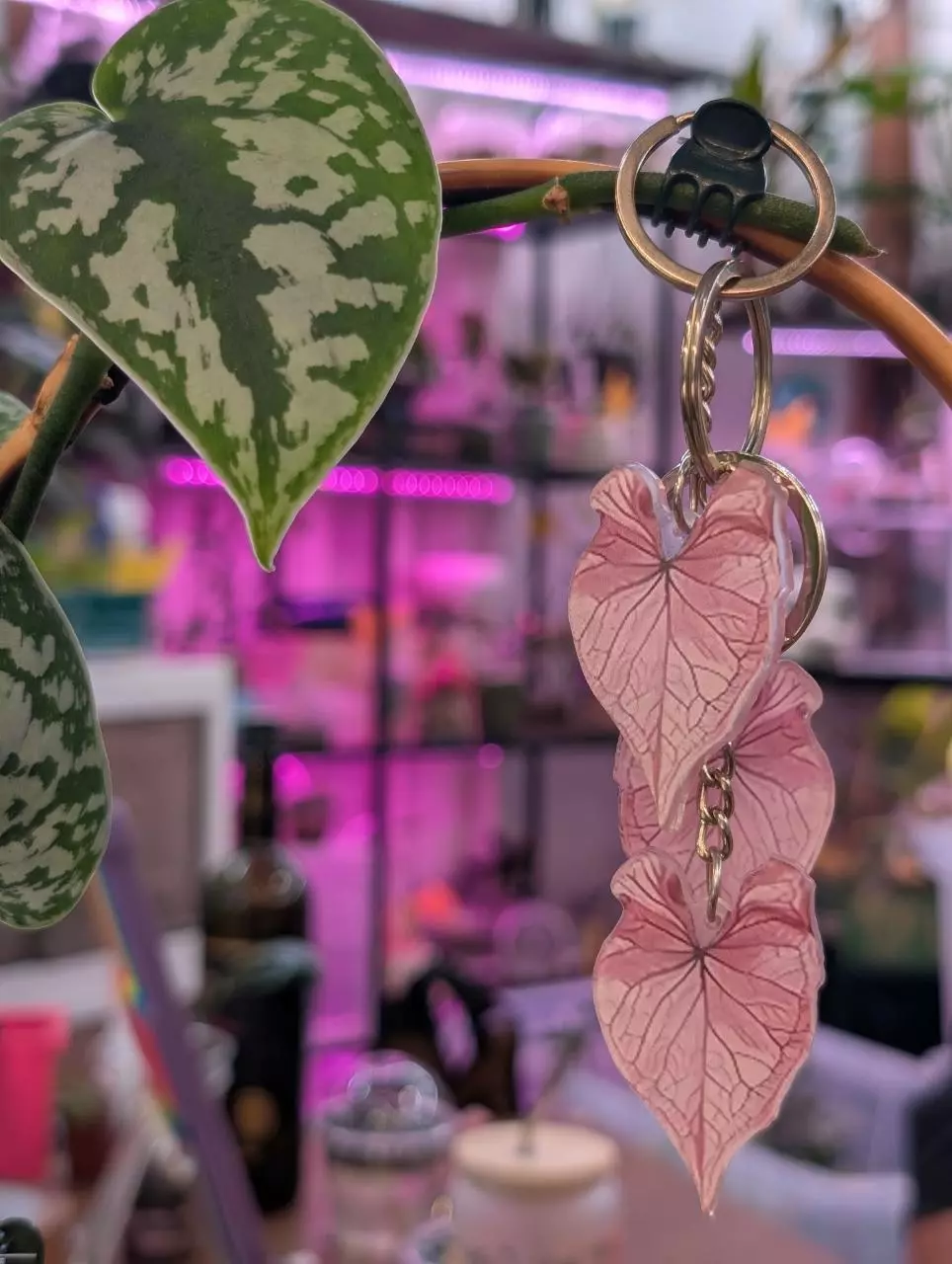 plant/Caladium keychain #2-0