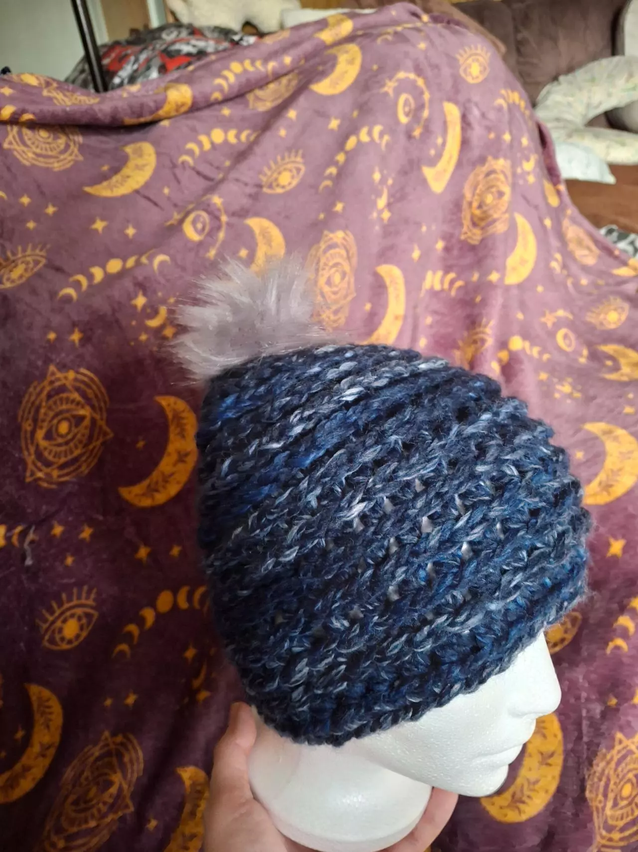 plant/Pompom hat -blue-0