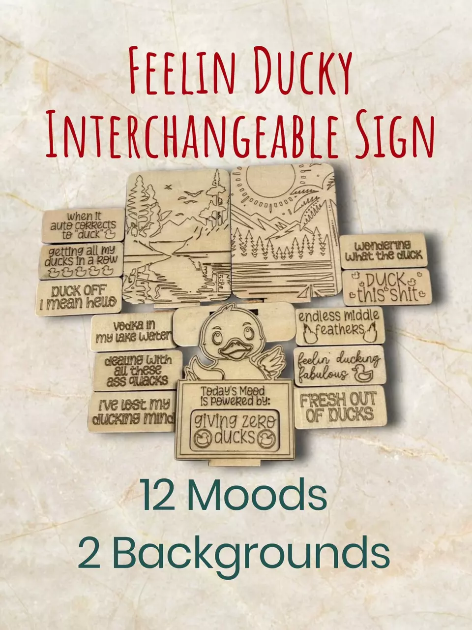 plant/Feelin’ Ducky Interchangeable Desk/Table Sign - GREAT Gift-1