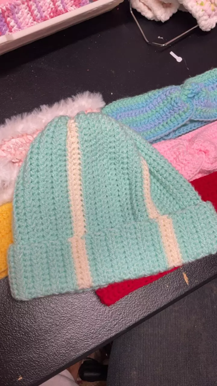 plant/Blue and white stripe beenie-0