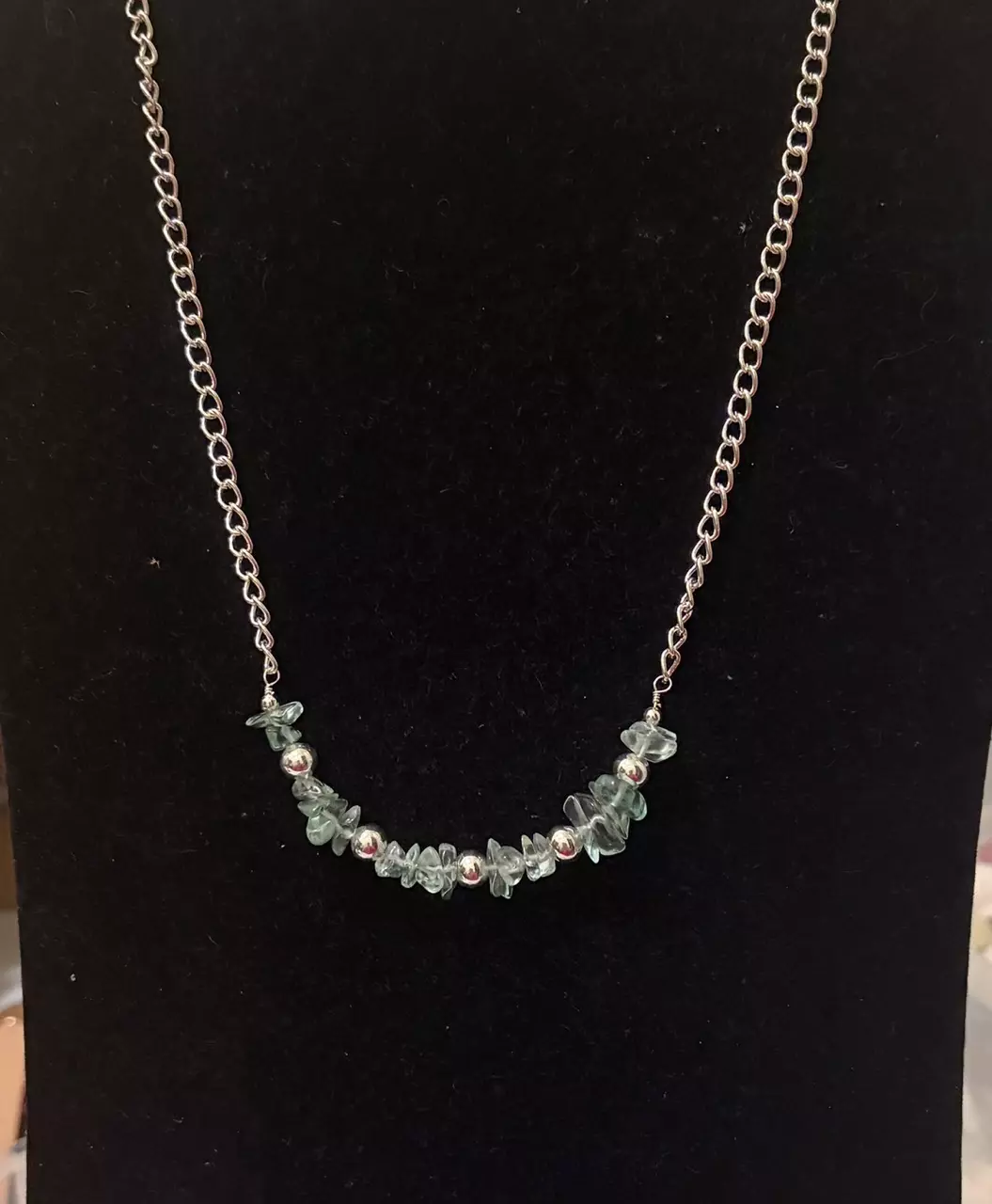 plant/Aquamarine bar necklace-0