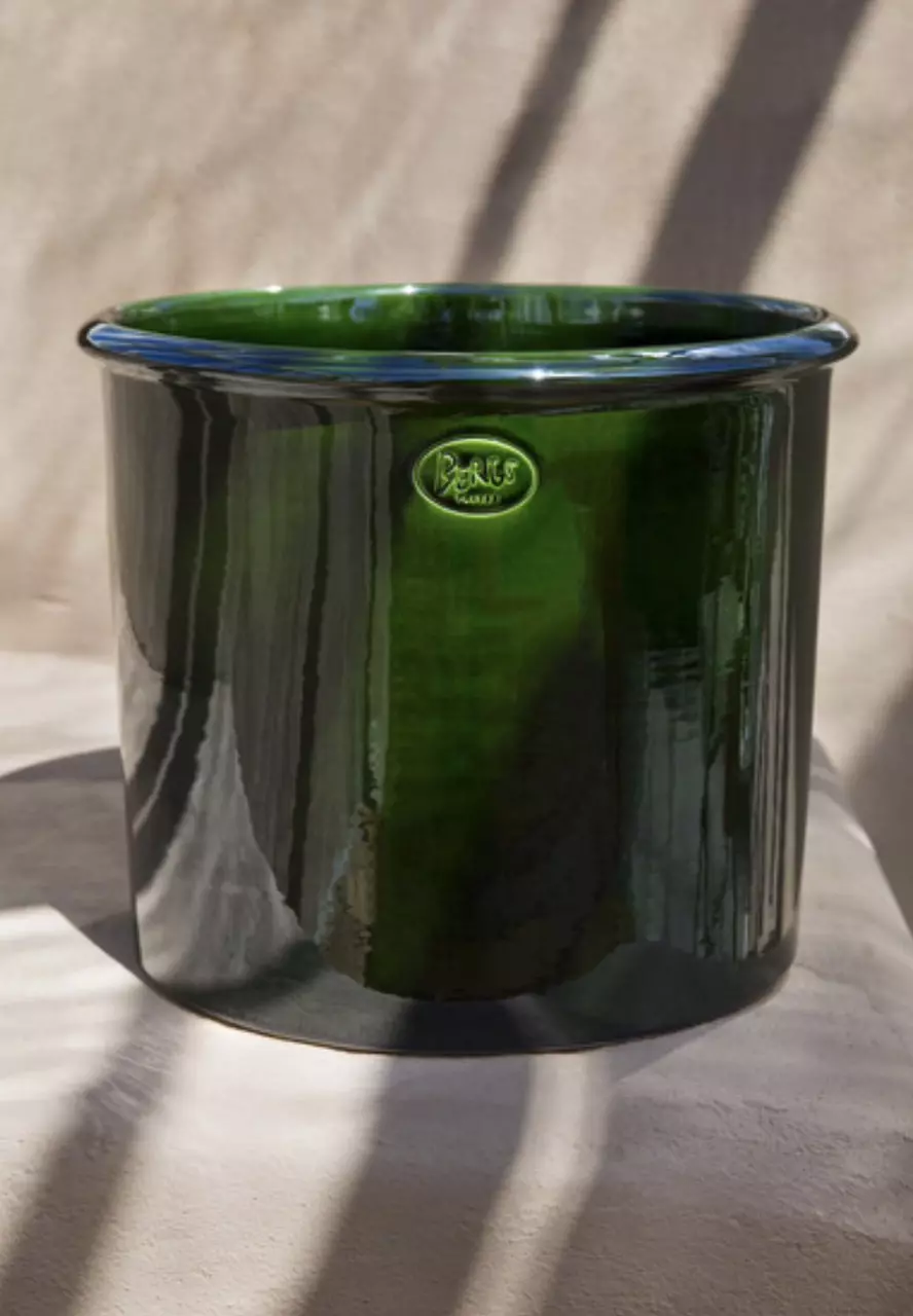 plant/SPECIAL ORDER: Bergs Modena Emerald Glazed Cache Pot 11.8”-0