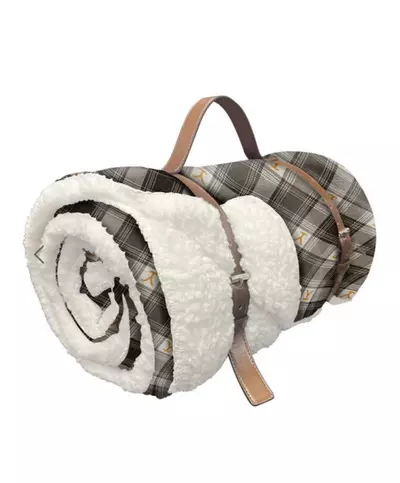 plant/Paramount Yellowstone Dutton Plaid Silk Touch Sherpa Throw Blanket With Carrying-1-thumbnail
