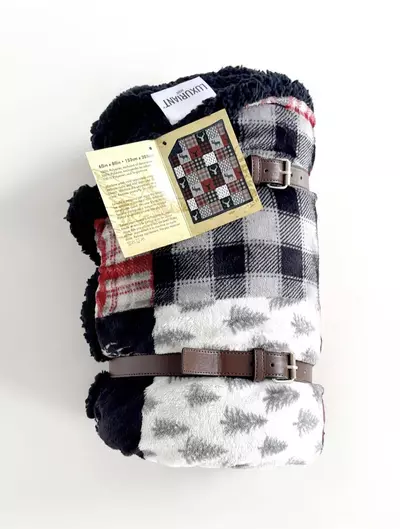 plant/Patchwork Lodge Silk Touch Sherpa Throw Blanket 60x80Inches-2-thumbnail