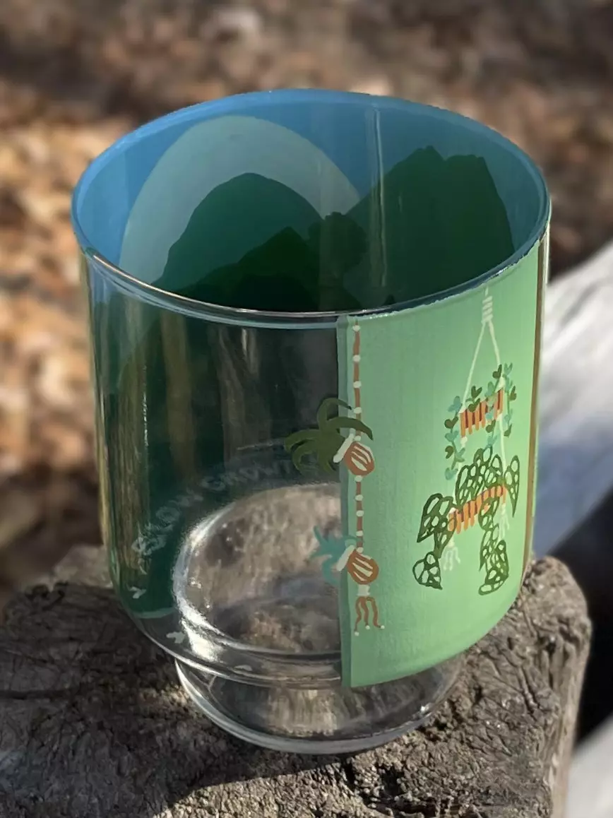 plant/Handpainted Glass Cache Pot-1