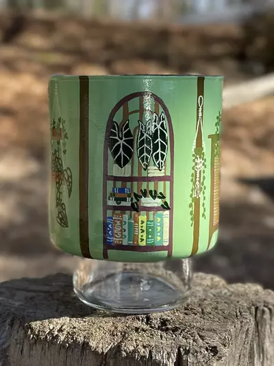 plant/Handpainted Glass Cache Pot-3-thumbnail