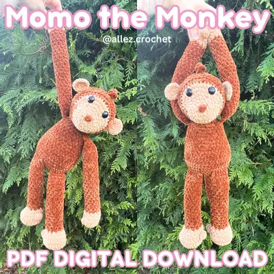 plant/PDF Crochet Pattern: Momo the Monkey!🐵🐒 (NOT a physical product!)-0-thumbnail