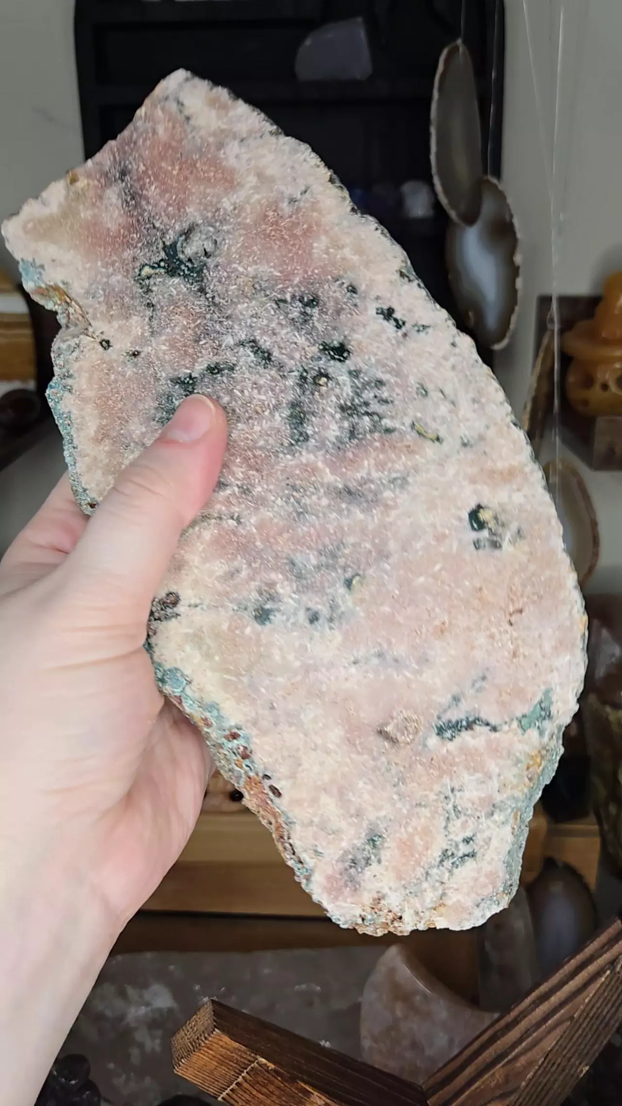 plant/Pink Amethyst W/ Moss (Iron Oxide) Crystal Slab W/ Stand-5