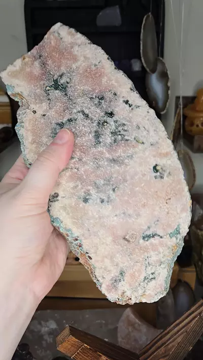 plant/Pink Amethyst W/ Moss (Iron Oxide) Crystal Slab W/ Stand-5-thumbnail