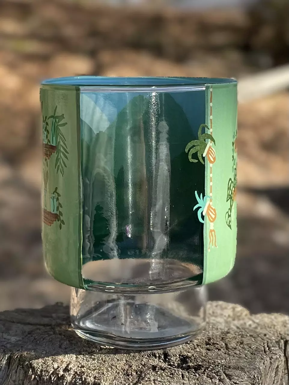 plant/Handpainted Glass Cache Pot-0