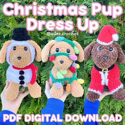 plant/PDF Crochet Pattern: Christmas Pup Dress Up!🎄🐶 (NOT a physical product!)-0-thumbnail