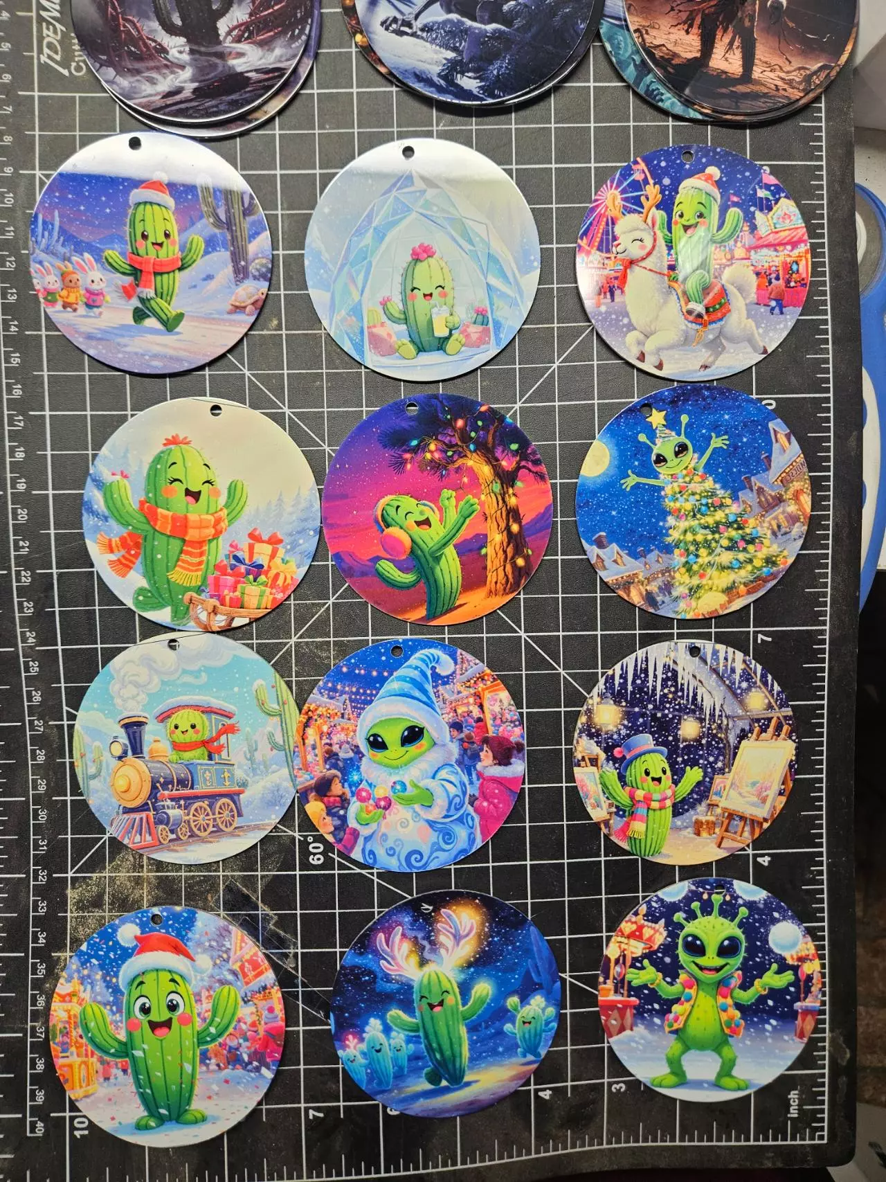 plant/Set of 12 Cute Christmas Cactus ornaments-1