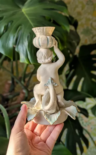 plant/beleek porcelain dolphin and cherub candle holder-2-thumbnail
