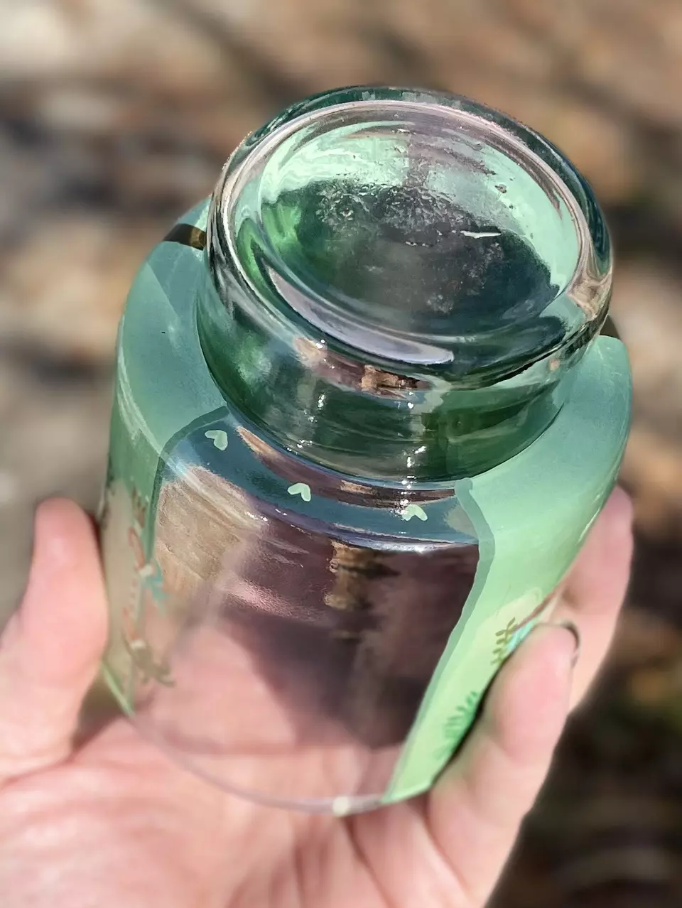 plant/Handpainted Glass Cache Pot-8