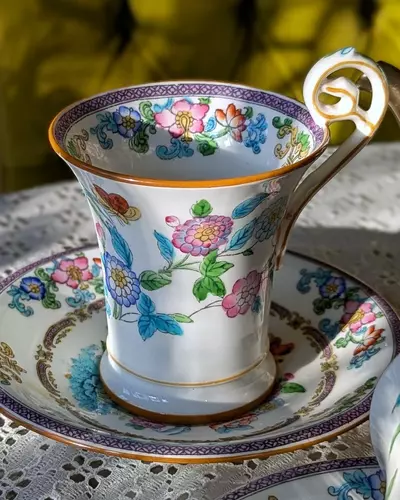 plant/Antique pair of Minton for Tiffany & Co demi-tasse cups and saucers-2-thumbnail