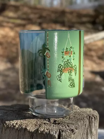 plant/Handpainted Glass Cache Pot-2-thumbnail