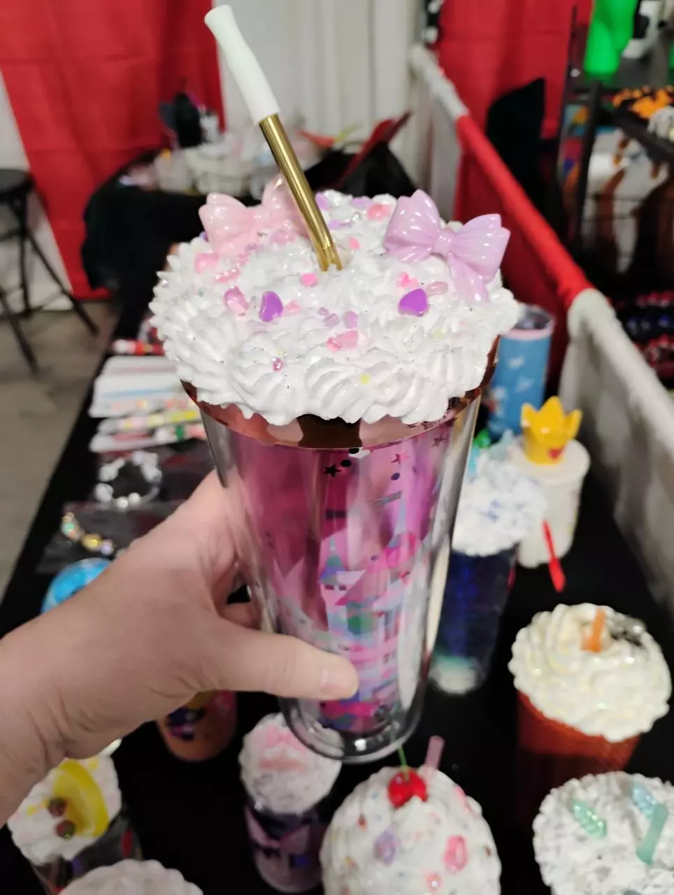 plant/Disneyland Castle w/faux cream topper-0