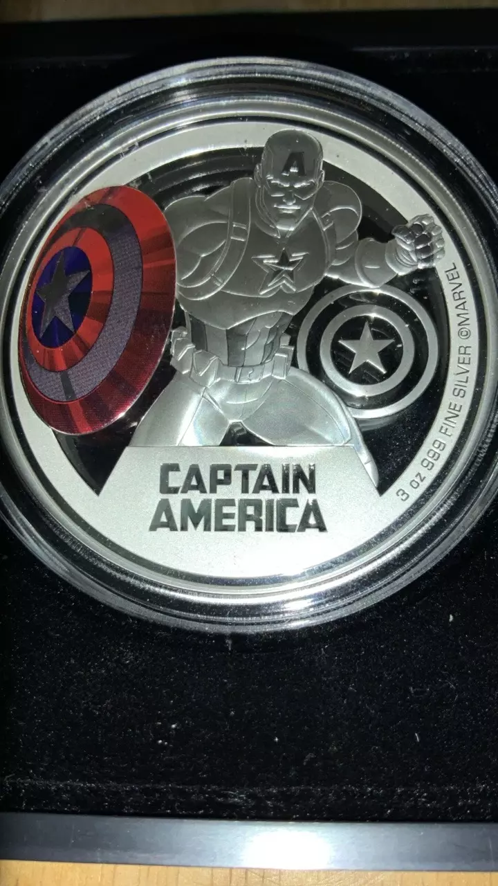 plant/Marvel “Captain America “ 3 oz colorized silver coin-0