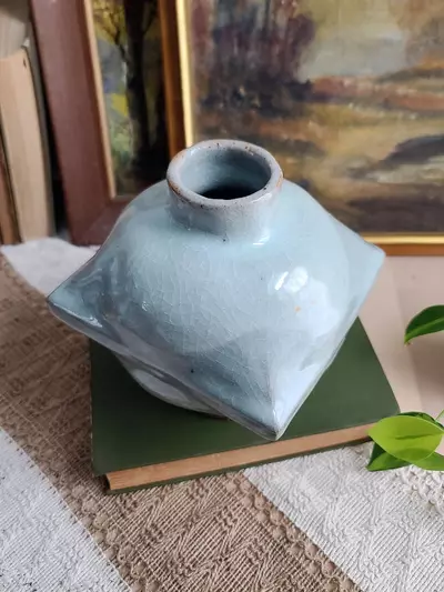 plant/Diamond Shaped Studio Pottery Vase-1-thumbnail