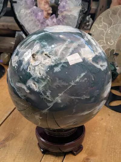 plant/#16096 Moss Agate Sphere ~2480 Grams (12.07 Pounds) was $210-7-thumbnail