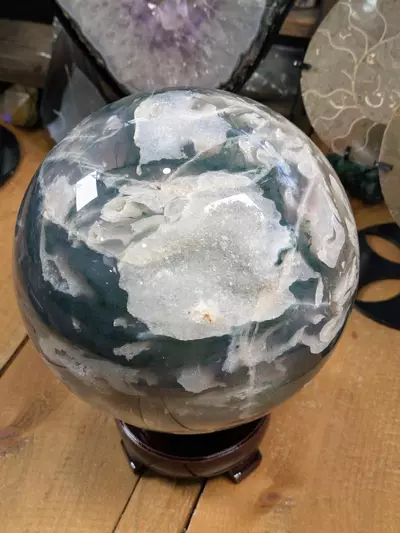 plant/#16096 Moss Agate Sphere ~2480 Grams (12.07 Pounds) was $210-8-thumbnail