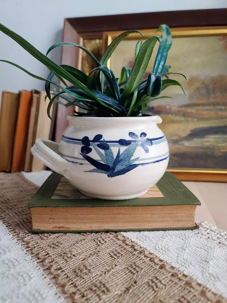 plant/Studio Pottery Handled Pitcher/Planter-0