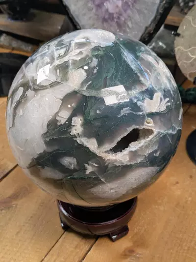 plant/#16096 Moss Agate Sphere ~2480 Grams (12.07 Pounds) was $210-4-thumbnail