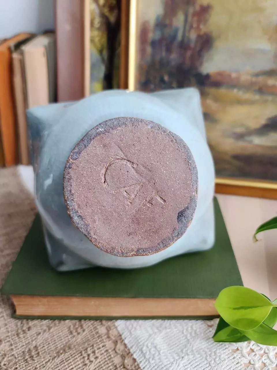 plant/Diamond Shaped Studio Pottery Vase-2