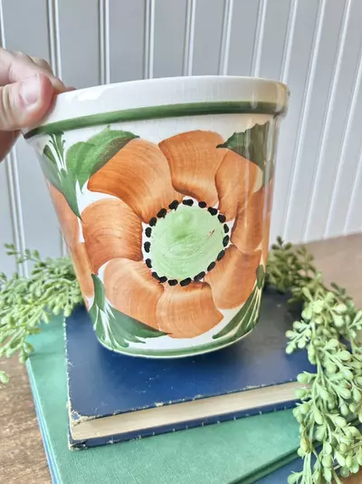 plant/Hand painted large floral planter, Made in Mexico-2-thumbnail