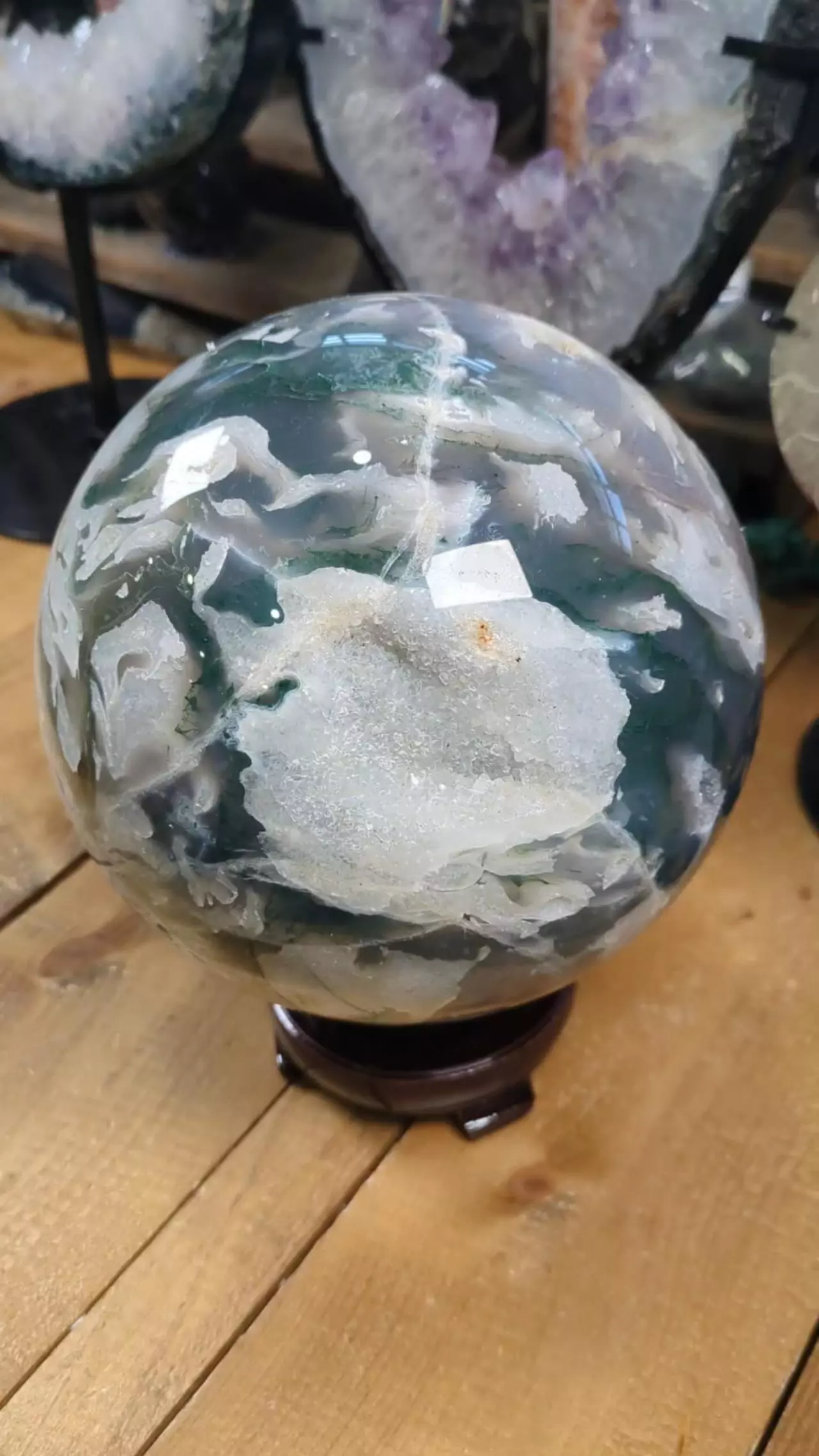 plant/#16096 Moss Agate Sphere ~2480 Grams (12.07 Pounds) was $210-1