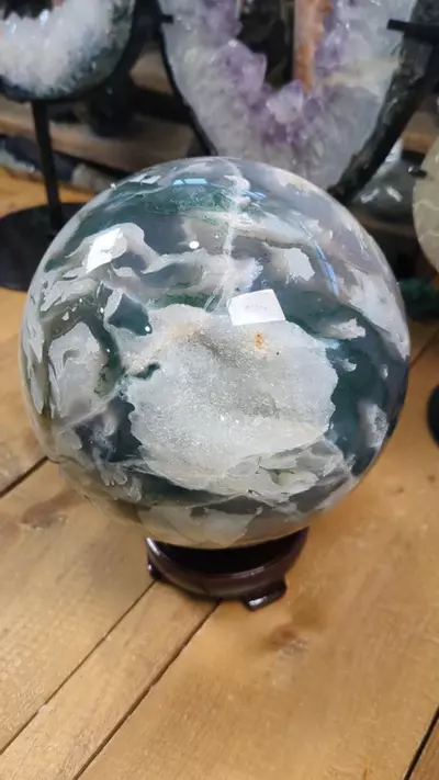 plant/#16096 Moss Agate Sphere ~2480 Grams (12.07 Pounds) was $210-1-thumbnail