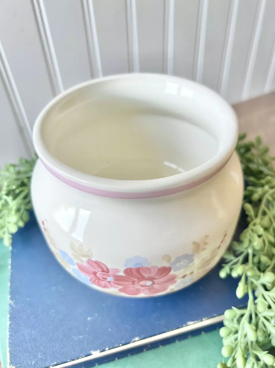 plant/Blue and pink floral planter-1