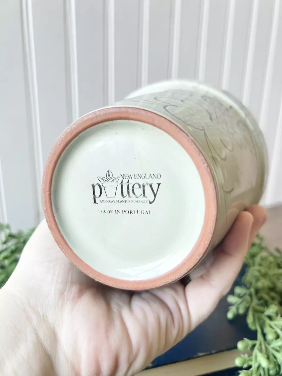 plant/New England Pottery hand painted planter, Made in Portugal-3